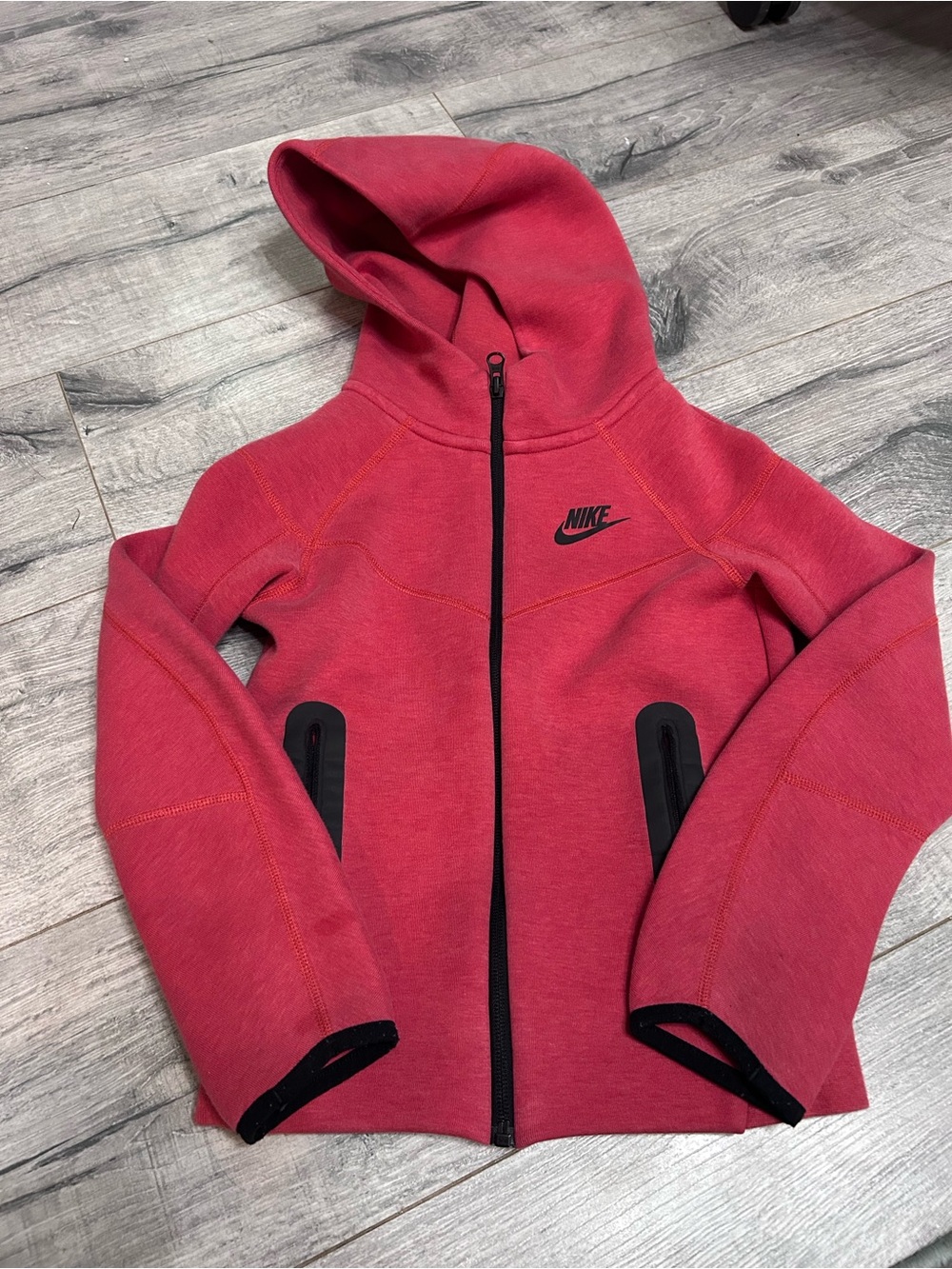 Nike Kids Red Hooded Full-Zip Jacket